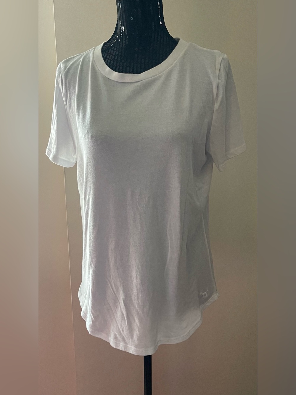 PINK Victoria's Secret White Short Sleeve Sleep Top Size Large